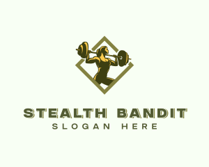 Powerlift Barbell Woman logo design