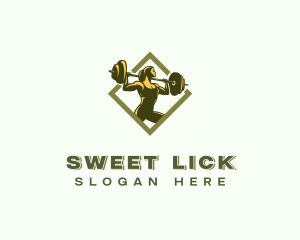 Powerlift Barbell Woman logo design