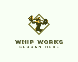 Powerlift Barbell Woman logo design