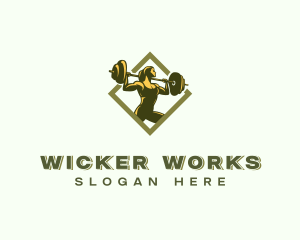 Powerlift Barbell Woman logo design