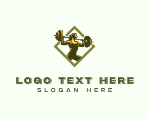 Powerlift Barbell Woman logo design