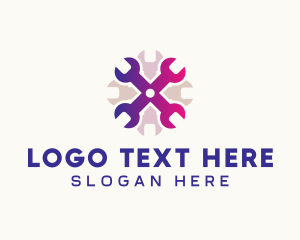 Toolbox - Wrench Mechanic Letter X logo design