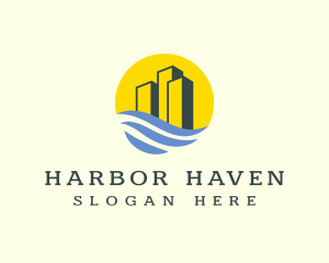 Harbor - Sunset Harbor Buildings logo design