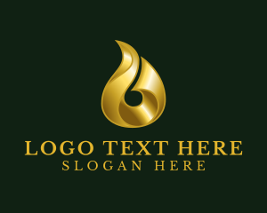 Flammable - Gold Abstract Flame logo design