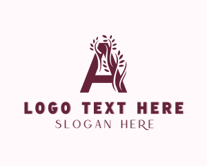 Flower Arrangement - Floral Leaf Letter A logo design