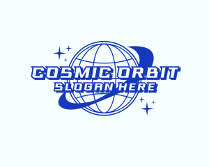 Retro Planet Orbit Y2K logo design