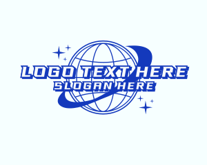 Techie - Retro Planet Orbit Y2K logo design