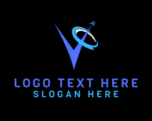Satellite - Futuristic Space Letter V logo design