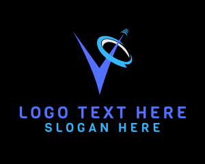 Web - Futuristic Space Letter V logo design