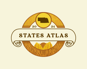 Nebraska State Map logo design