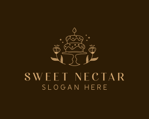 Floral Cake Wedding logo design