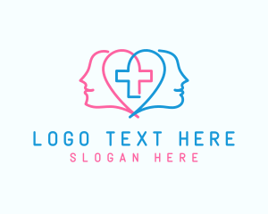 Heart - Human Mind Cross logo design