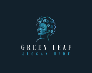 Leaf Afro Girl logo design