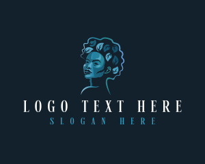 Makeup Blogger - Leaf Afro Girl logo design
