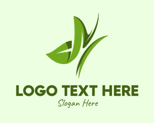 Vegan - Green Leaf Butterfly logo design