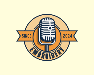 Podcaster Microphone Radio logo design