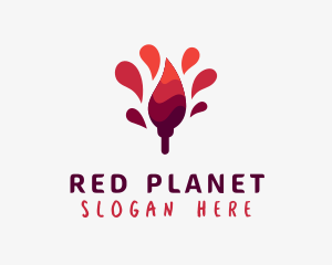 Red Paint Brush Painting logo design