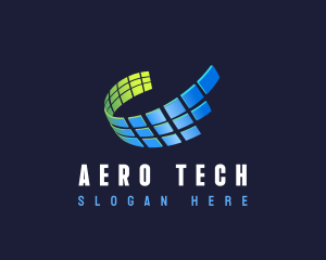 Grid Swoosh Tech logo design