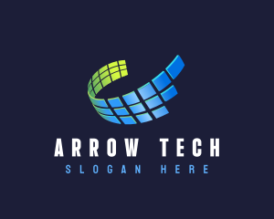 Grid Swoosh Tech logo design