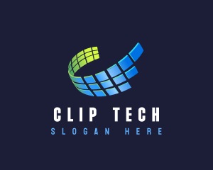 Grid Swoosh Tech logo design