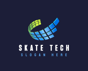 Grid Swoosh Tech logo design