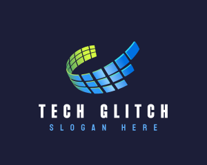 Grid Swoosh Tech logo design