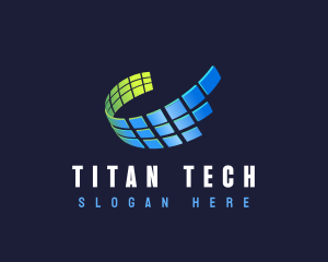 Grid Swoosh Tech logo design