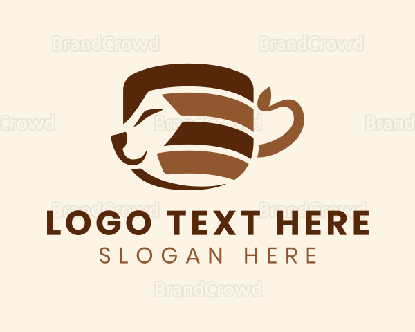 Brown Cat Coffee Cup Logo