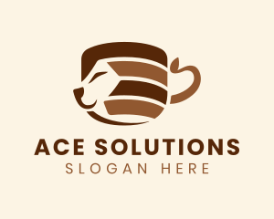 Hot Chocolate - Brown Cat Coffee Cup logo design
