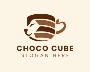 Cougar - Brown Cat Coffee Cup logo design