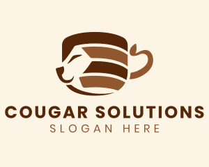 Brown Cat Coffee Cup logo design