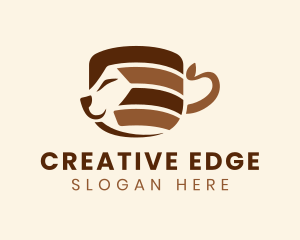 Cappuccino - Brown Cat Coffee Cup logo design