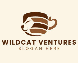 Brown Cat Coffee Cup logo design