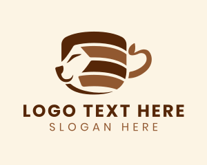 Lioness - Brown Cat Coffee Cup logo design