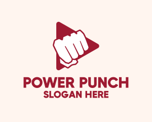 Punch - Fist Play Button logo design