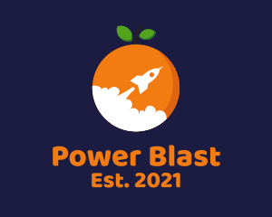 Orange Fruit Rocket Blast logo design