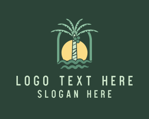 Palm Tree - Coconut Tree Tropical Resort logo design