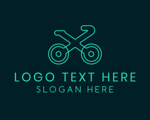 Drone - Neon Bike Letter X logo design