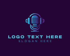 Headphones - Radio Station Microphone logo design