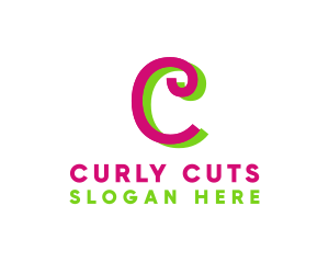 Curly - Feminine Neon Curly logo design