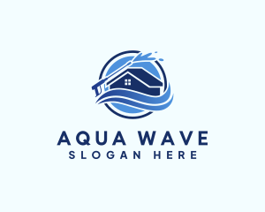 Pressure Washer House Wave logo design