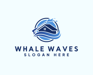 Pressure Washer House Wave logo design