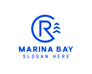 Seaport - Blue Letter R Nautical logo design