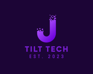 Pixel Tech Letter J logo design