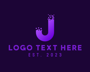 Lettermark - Pixel Tech Letter J logo design