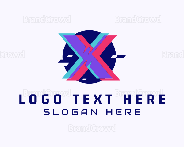 Cyber Glitch Letter X Logo
