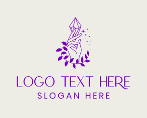 Gem - Crystal Hand Leaves logo design
