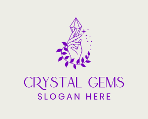 Crystal Hand Leaves  logo design