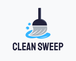 Sweeper - Broom Household Cleaner logo design