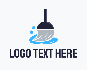 Janitor - Broom Household Cleaner logo design